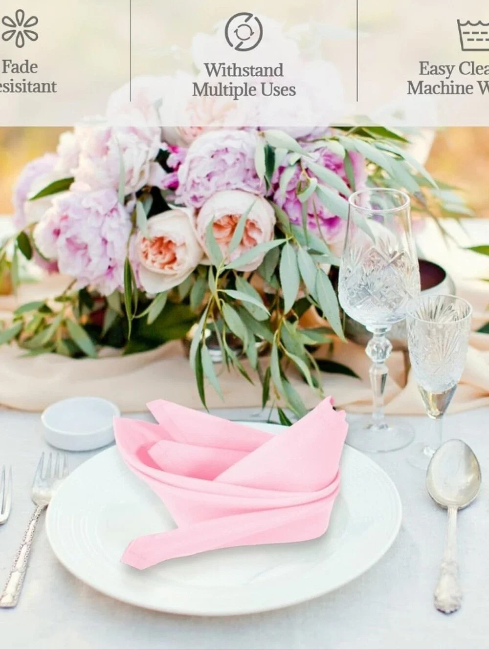Pink Gingham Placemat - Checkered Table Accent/ Plus Pale Pink Napkins/ SET